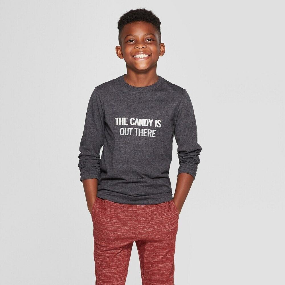Cat & Jack Kids Long Sleeve "The Candy is out There" Glow in Dark T-Shirt Small